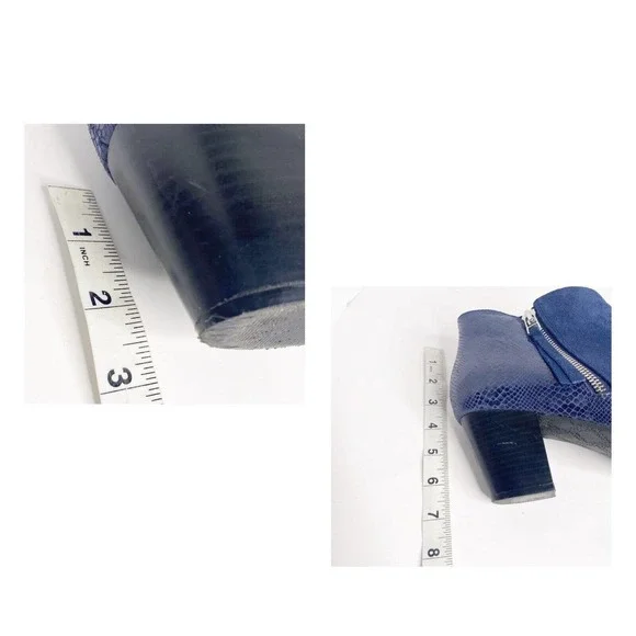 VIONIC Ankle Boots Sz 9.5 322 Anne Blue Suede Snakeskin Accent Side Zip Women - Picture 11 of 12